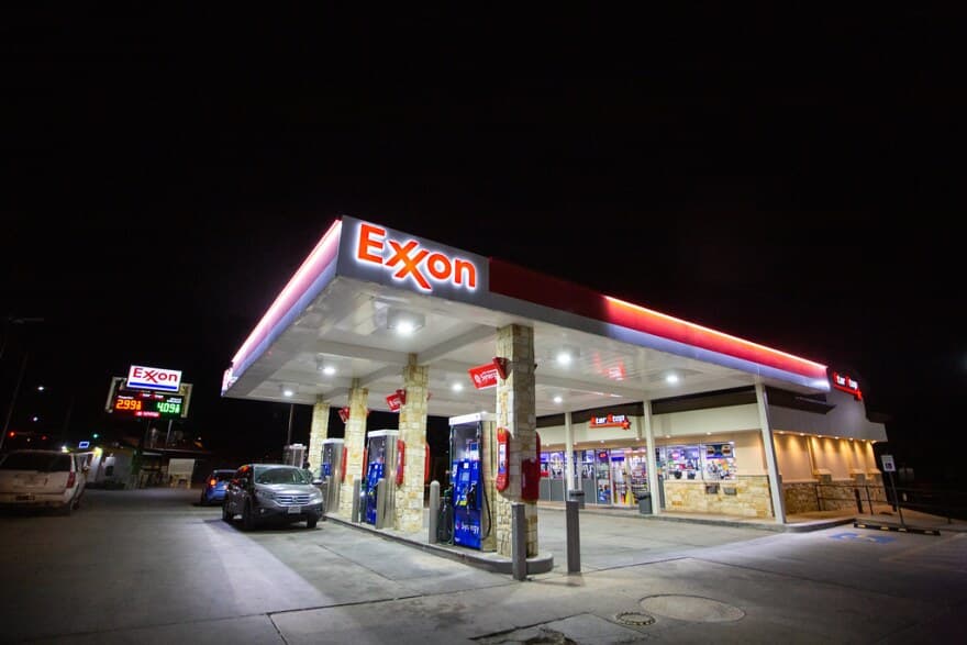 Gas station concrete and fuel island in Columbia, SC after commercial pressure washing