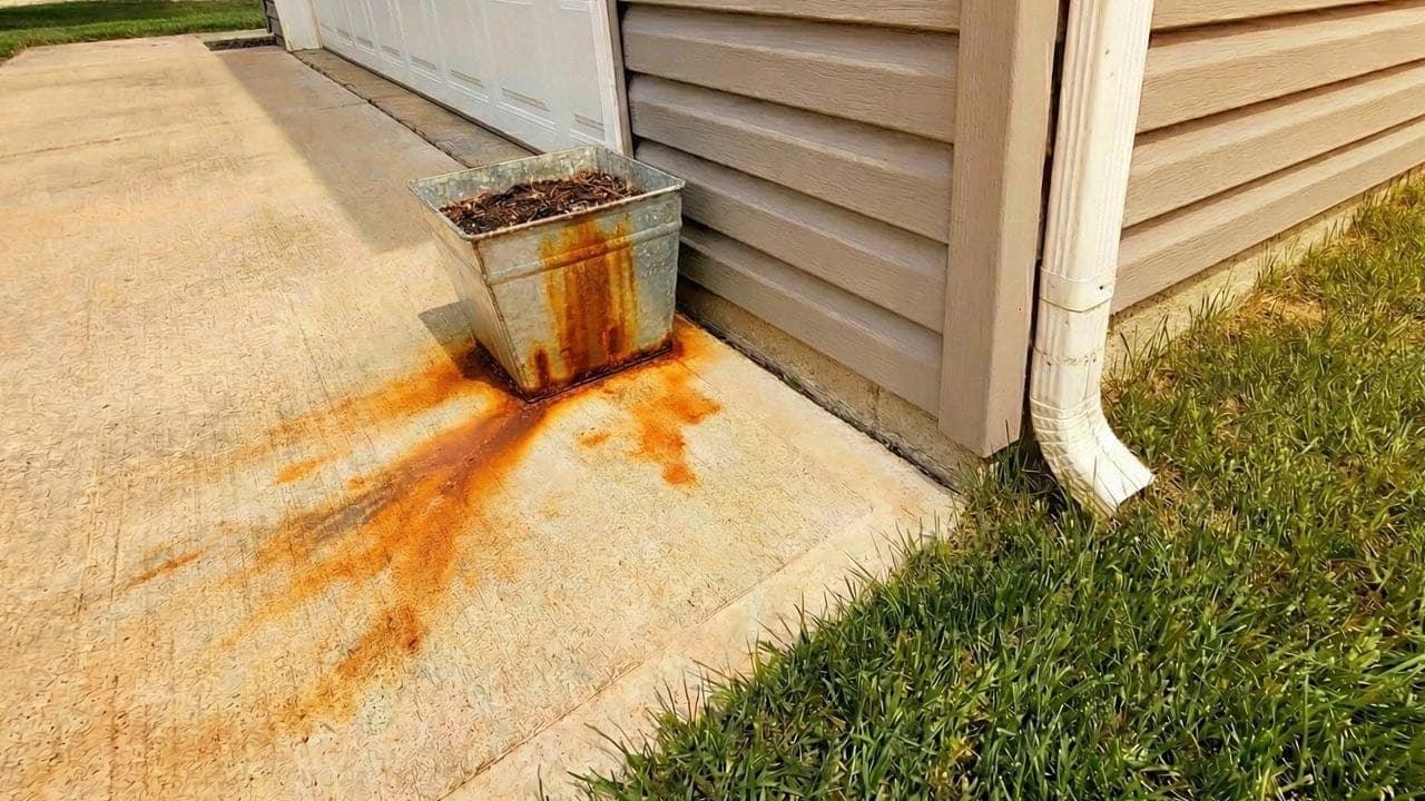 Rust stain removal from concrete and exterior surfaces at a Lexington, SC home
