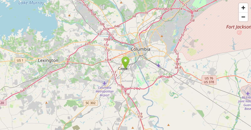 Map of our Cayce, SC service area