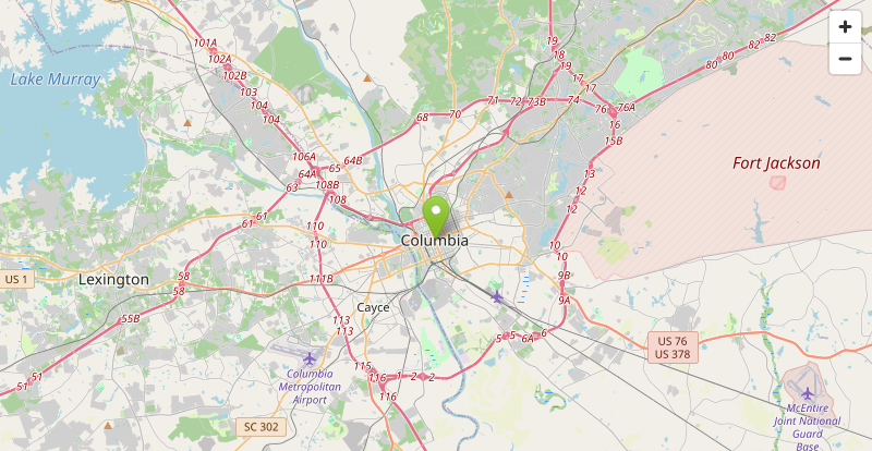 Map of our Columbia, SC service area