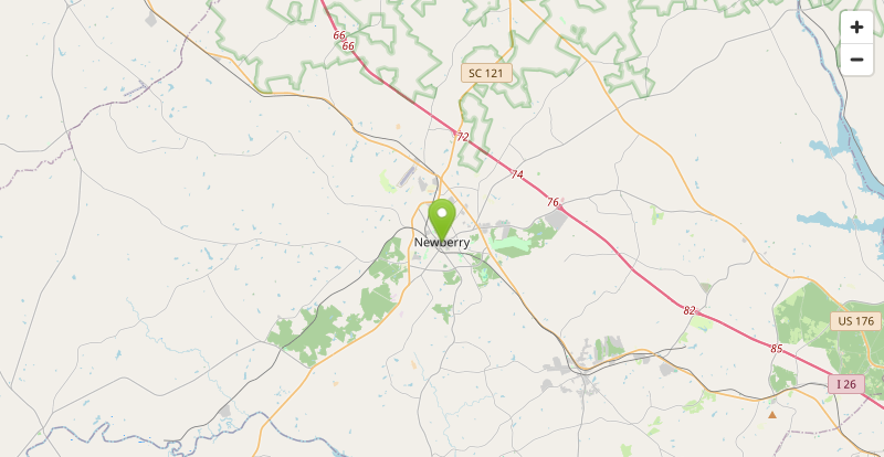 Map of our Newberry, SC service area